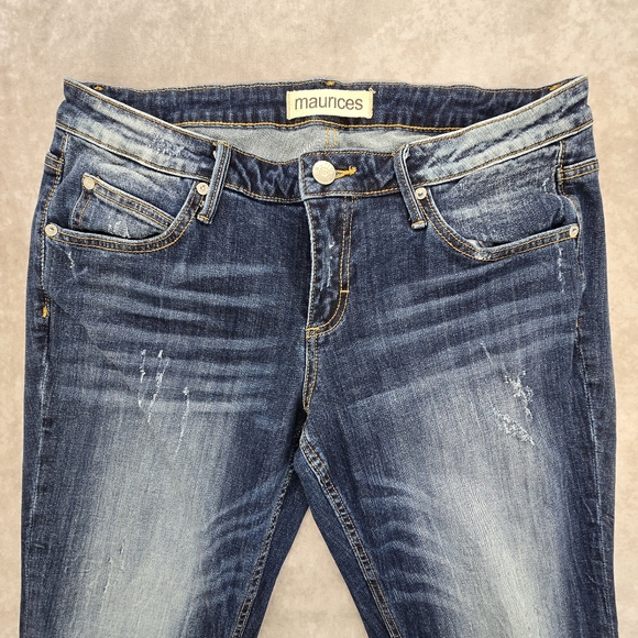 Maurices Distressed Skinny Fit True Blue Denim Jeans - Picture 4 of 12